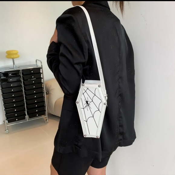 Coffin & Web Crossbody PU Bag - Picture 12 of 13